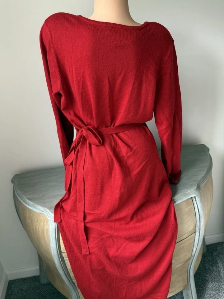 Maxi Vestido Envolvente Suéter Chadwick's De Colección Talla L Manga Larga Rojo Foto 4 de 4