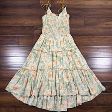 Free People Women's Size Medium Ivory Combo Floral Adriel Midi Dress