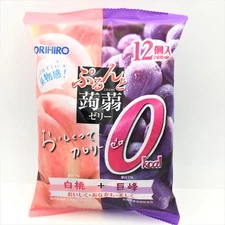 Orihiro Konnyaku Duo Fruit Juices Jelly-Peach & Grape 12Pc/1 Bag