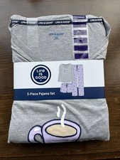 NUEVO Juego de pijama Life Is Good Start Me Up café temático 3 piezas XXL