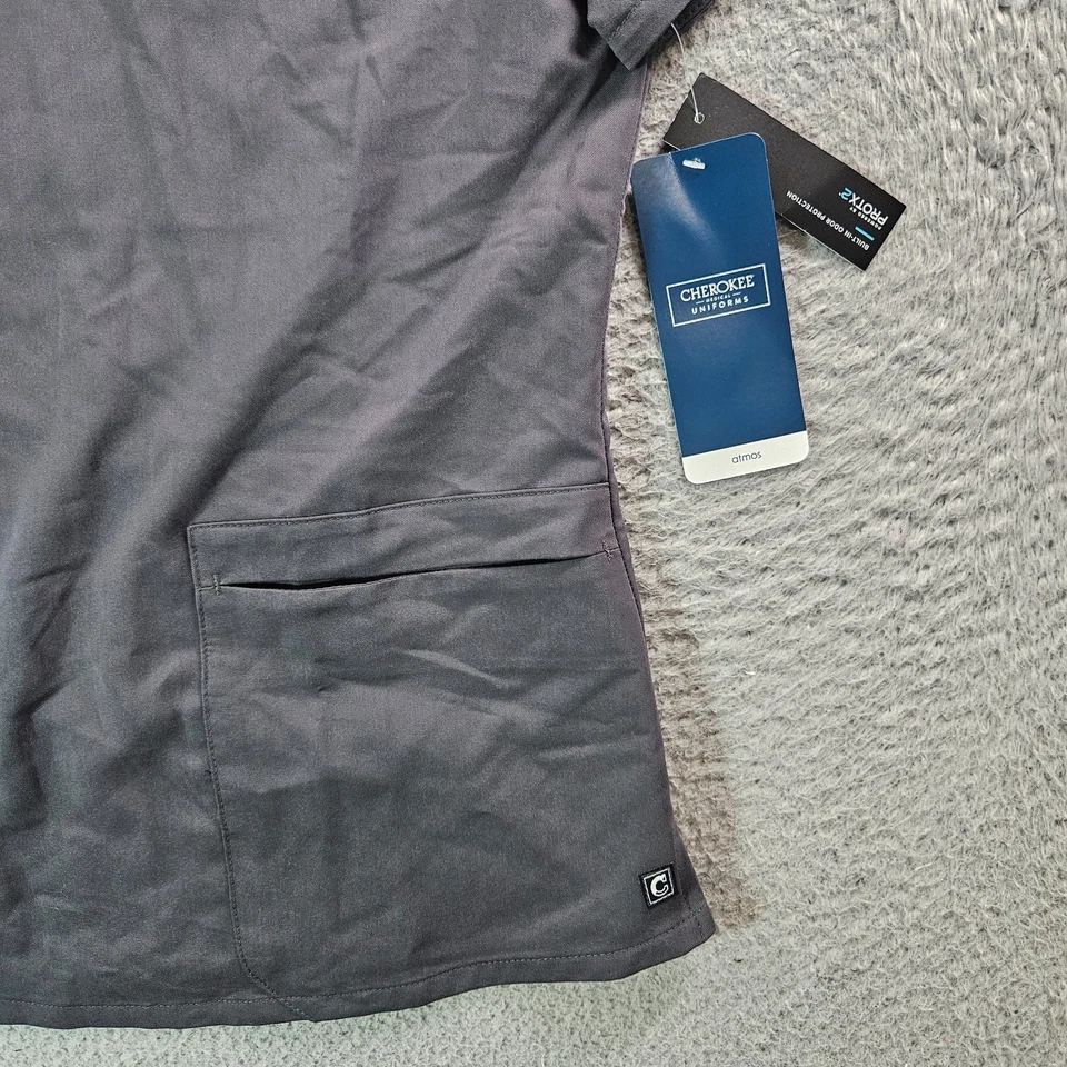 NEW Cherokee Scrub Top Coolmax Women Small CK837A V-Neck Short Sleeve Gray - Image 2 of 4