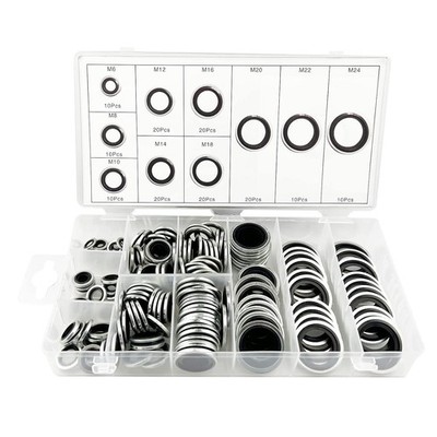 150 Pcs Automotive Self-Centered Bonded Seal Gasket Oil Washer Assortment Kit