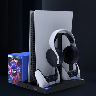 iPega PS5 Cooling Stand Charging Station Dual Controller Dock Game Storage Fan