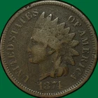 1874 Indian Head Cent Very Good VG Coin, Light Corrosion, Slightly Bent #36847