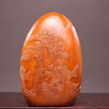 Chinese Natural Shoushan Stone Hand-carved Exquisite Landscape Figure Seal 3479