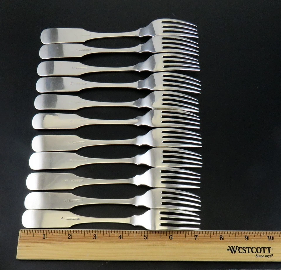 11 American Coin Silver Forks Fiddle and Shell Pattern - Image 4 of 4