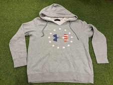 Under Armour Freedom Coldgear Hoodie Womens L Gray Graphic American Flag Loose