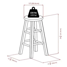 Pemberly Row 24" Transitional Solid Wood Counter Stool in Rustic Teak and Gray