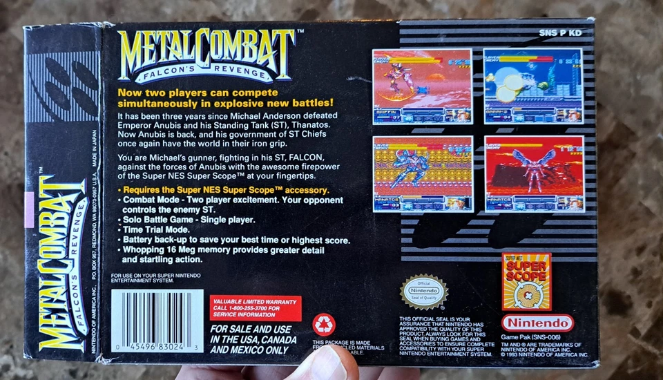 Metal Combat: Falcon's Revenge SNES CIB Calidad Coleccionista Super Nintendo Foto 4 de 4