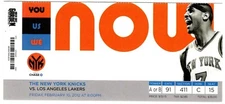 2012 KNICKS - LAKERS ticket JEREMY LIN 38 points Linsanity KOBE BRYANT 10,000 fg