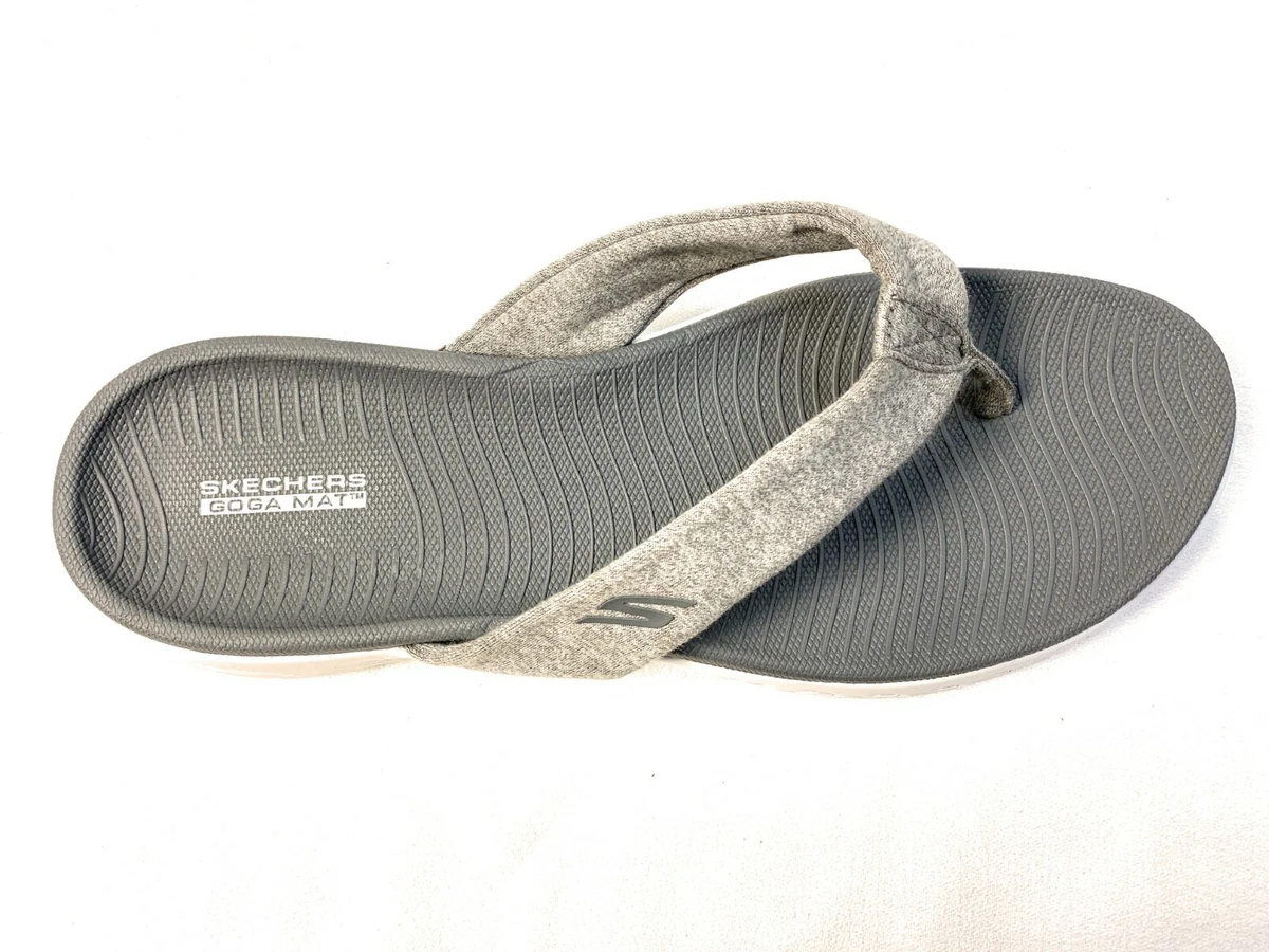 gennemse fordøjelse surfing Skechers Women&#039;s Goga Mat Gray Flip Flops Slide Thong Sandals Size 10  | eBay