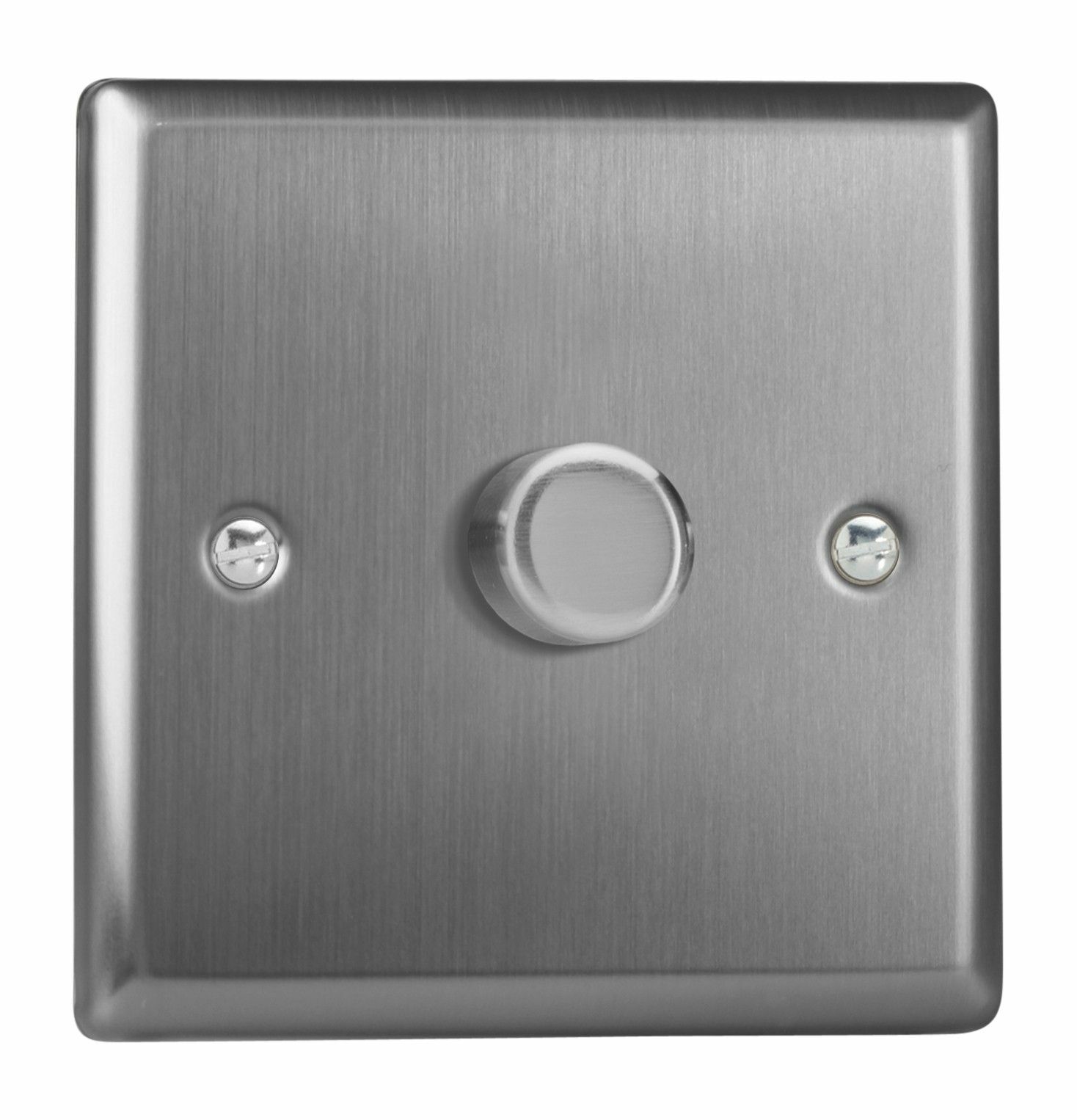 Varilight HT3 Brushed Steel 1 Gang 2W Push-On/Off Dimmer Switch 60-400W V-Dim