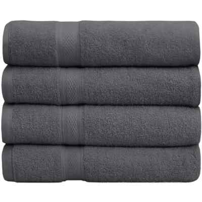 4-12 Pack Bath Towels Dark Grey Combed Cotton Highly Absorbent 27x54 500 GSM