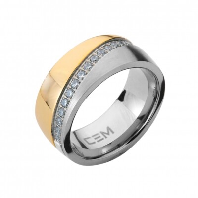 Hyperan | Anello In Titanio Color Oro Da 8 Mm Con Motivo Sulla Superficie P