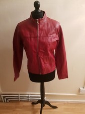 Paragon (freemans) Red 100% Genuine Leather Jacket, Silver Zip, Size: Uk12/38
