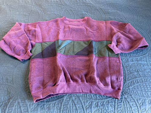 1990's Apparel Zone Crewneck Woman’s Sweatshirt, Purple Color Block Design, XL