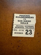 1974 Phoenix Roadrunners WHA v San Diego Gulls WHL Hockey Ticket 12/23