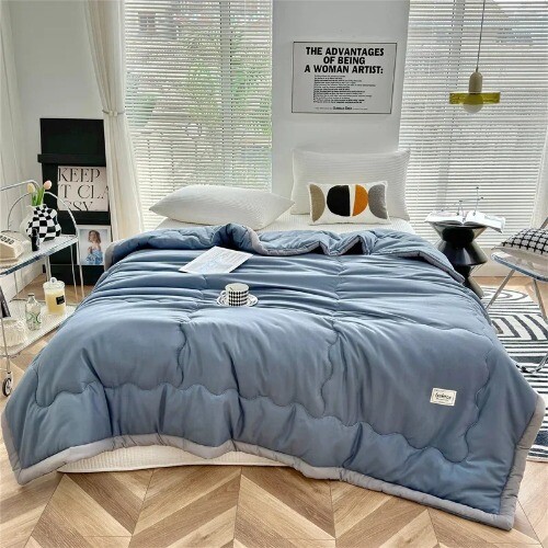 Solid Color Summer Quilt Light Luxury 2025 Japanese Polyester Cotton Quilted - Picture 11 of 24