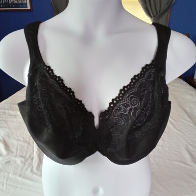 Glamorise 1240 NWOT Women's Black Low Cut Full Figure Wonderwire Lace ...