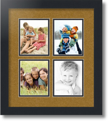 ArtToFrames Collage Mat Picture Photo Frame - 4 4x5'' Openings in Satin Black 5