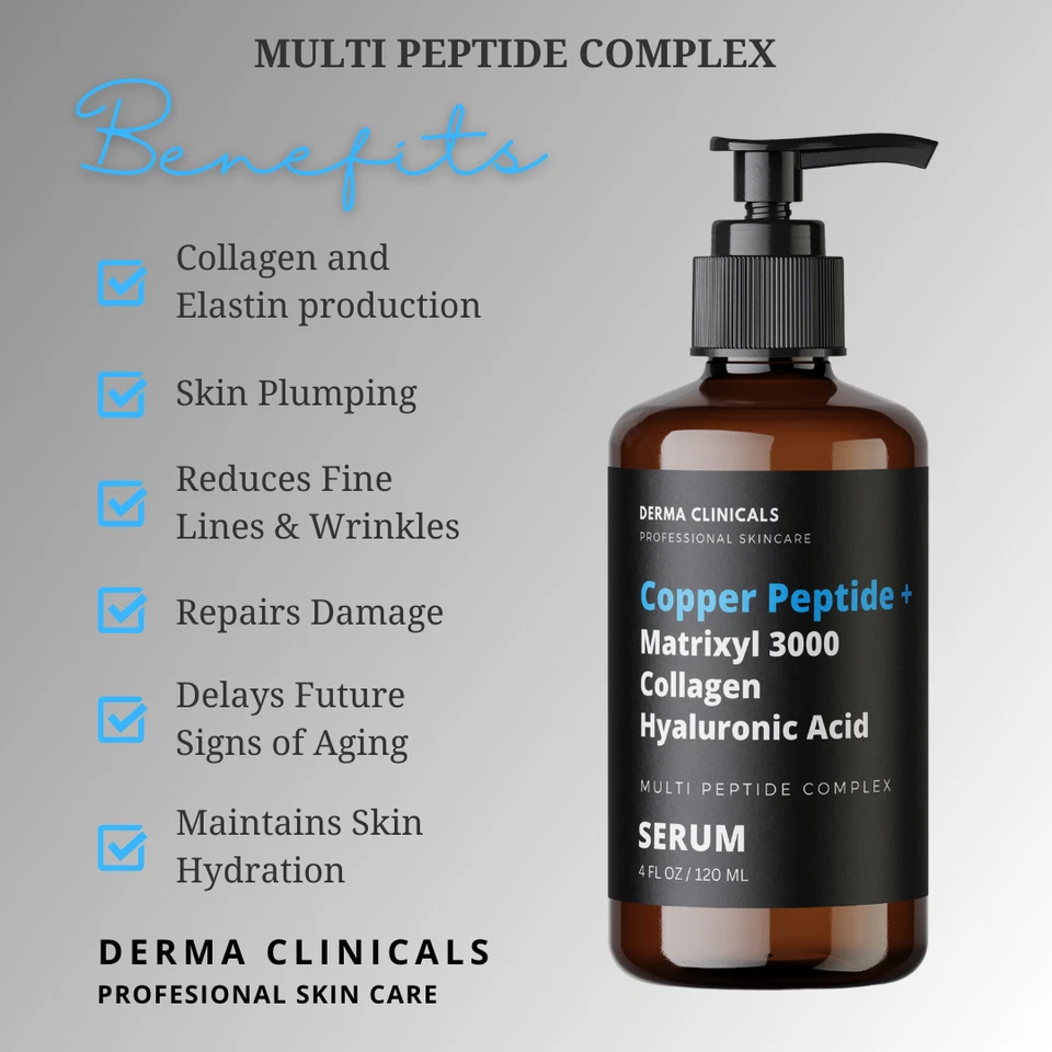 Copper peptide + Matrixyl 3000, Collagen, Hyaluronic acid, AntiAging Serum - 4oz - Image 2 of 4