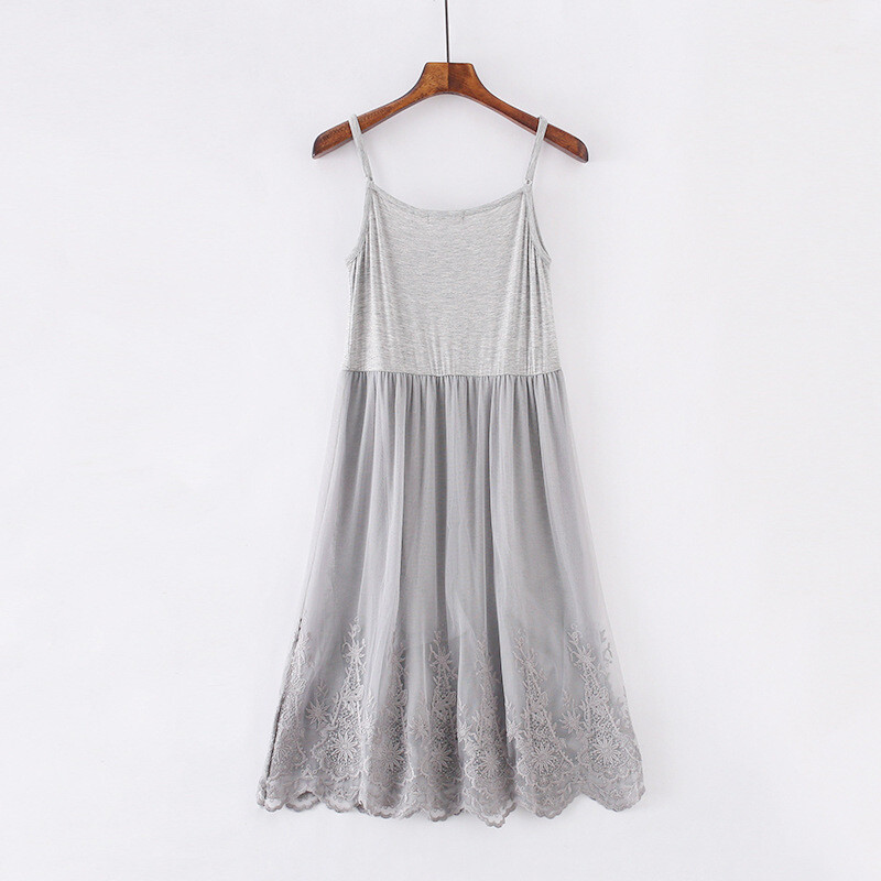 Women Dress Extender Floral Lace Trim Layer Camisole Embroidery Spaghetti  Straps