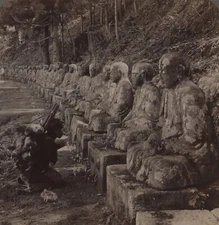 Peasant Prays before God of Light Daiya River Nikko Japan Keystone Stereoview