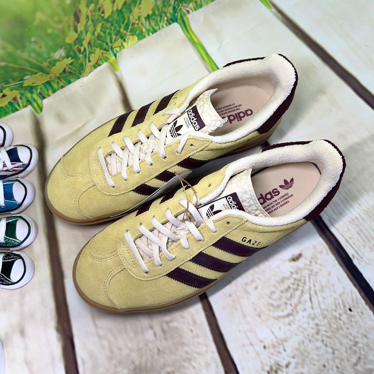 Size 9.5 - adidas Gazelle Bold Almost Yellow Maroon W for