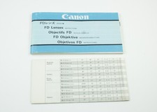 Canon FD Lenses Original Brochure Manual Instructions - Booklet Info Sheet