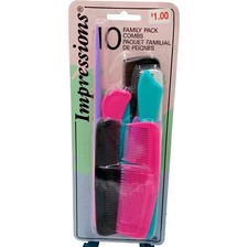 Vintage Impressions Hair Combs 1994 NOS New Old Stock 10 Pack Pink Turquoise
