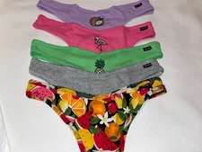 Victoria Secret PINK 5 pack Cotton Thong Panty L XL NEW Sexy women logo lot