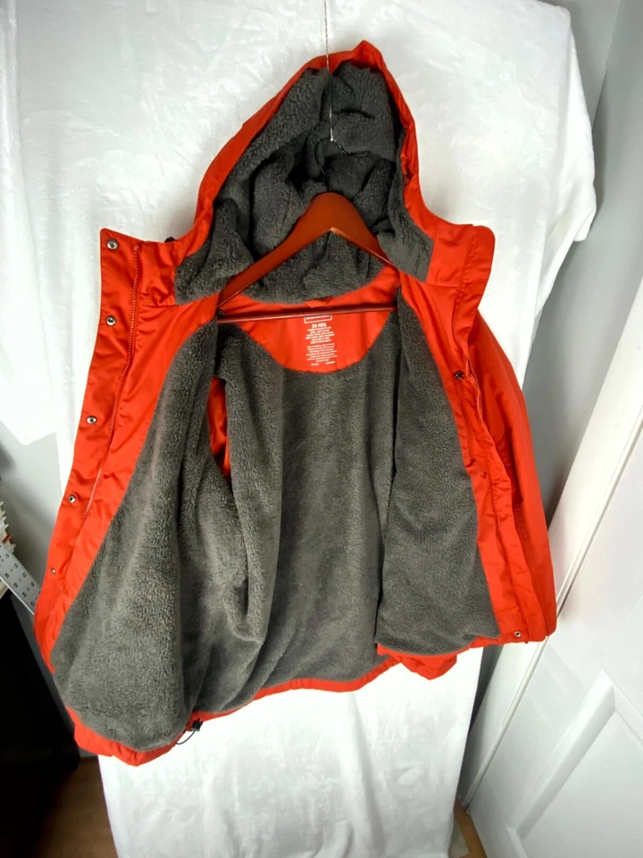 LL Bean Jacket Women 2X Orange Fleece Lined Long Sleeve Classic Hooded Full Zip - Image 2 of 4