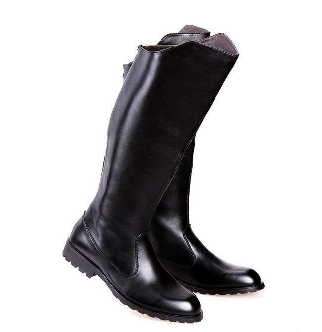 Men's Riding Military Boots Leather Knee High Equestrian Casual Fashion ...