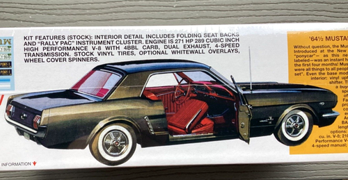 AMT 1/16 1964-1/2 FORD MUSTANG COUPE 2 IN 1 STOCK OR CUSTOM MODEL KIT 1461 F/S - Picture 3 of 17