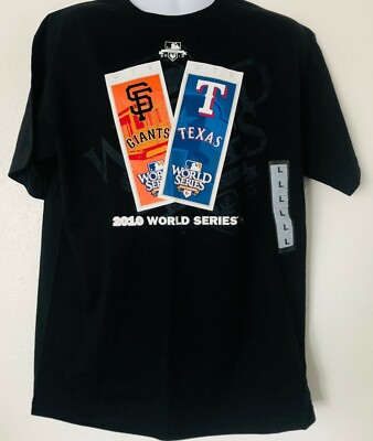San Fransisco Giants Texas Rangers 2010 World Series Baseball Large T Shirt Mens