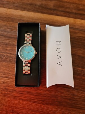 Avon Color Chic Ladies Watch Teal Round Fave Metal Band 2015
