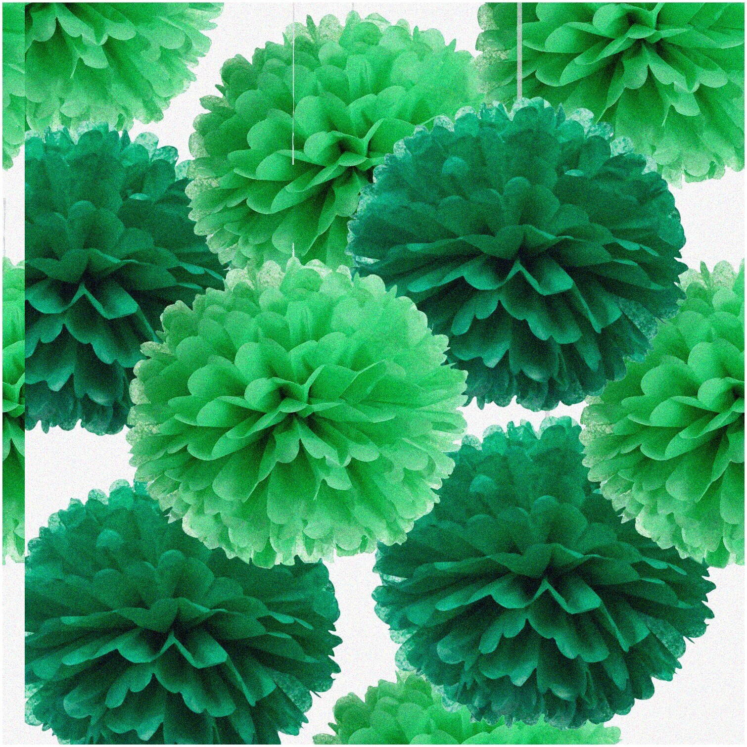 Green Blooms: DIY Tissue Pom Poms Kit - Vibrant Paper Flowers for Party, Wedding