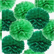 Green Blooms: DIY Tissue Pom Poms Kit - Vibrant Paper Flowers for Party, Wedding