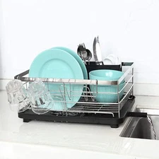 Dish Drying Rack, Stainless Steel Dish Drainer with Utensil Holder for Kitchen