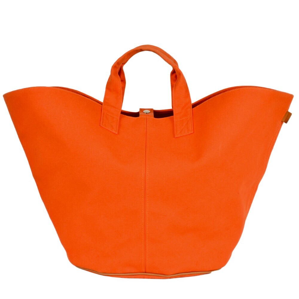 HERMES Panie de Plage GM Orange Canvas Tote Beach Bag