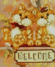 AUTUMN KITTIES CAT WELCOME SIGN HOME DECOR PLASTIC CANVAS PATTERN INSTRUCTIONS