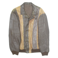 Veste Pour Hommes Marron En Cuir Synthétique Rayée M