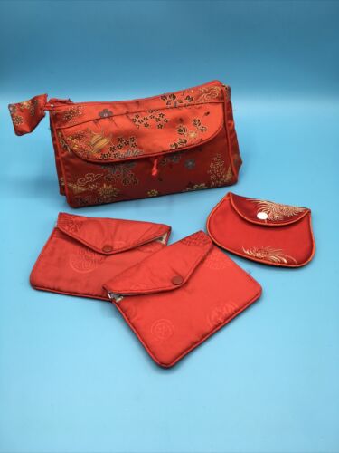 Sacs argent chanceux enveloppe en tissu satin rouge de bon augure style chinois - Photo 1/5