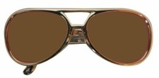 Party Glasses Elvis - Bad Taste or Motto Party - Gold Colour with Brown Lens