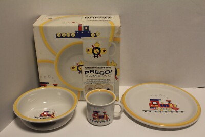 Crown Corning Prego Bambino Airplane Vintage Dish set 3 Piece Vintage