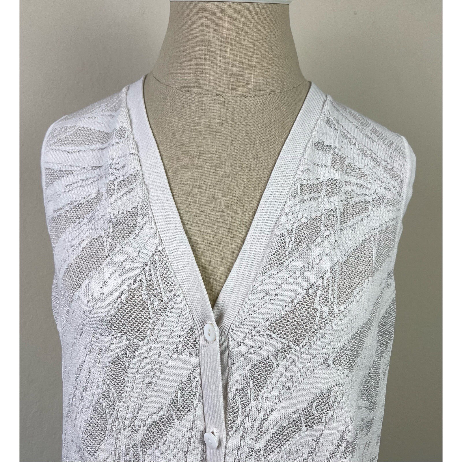 Chico's White Detailed Button-Down Long Duster Wo… - image 2