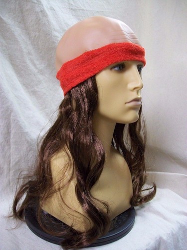 Funny Low Impact Wig Bald Cap Long Hair Sweatband 70s 80s Guy