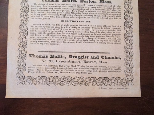 3 Thomas Hollis Boston Advertising Paper Broadsheets Druggist Apothecary - Picture 10 of 19