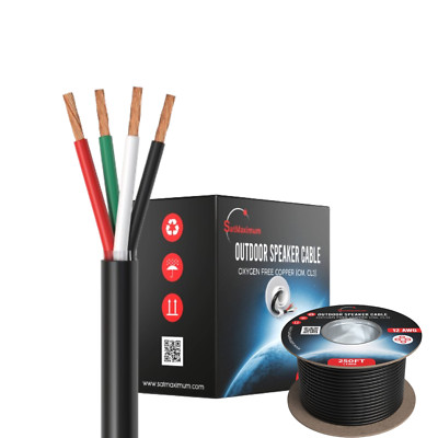 Oxygen-Free Copper Outdoor Audio Speaker Wire 12/4 AWG CL3 Rated Audio Cable lot