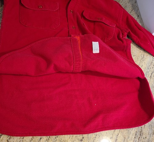 Vintage Woolrich 1571 Size M Chamois Cotton Flannel Shirt RED Heavy Warm - Picture 10 of 15
